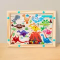 Jeu de labyrinthe en bois perles aimantées tri des couleurs montessori jouet educatif - Labyrinthe Magnétique Dinosaure