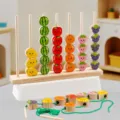 Hölzernes Frucht Perlen Auffädeln Stapelsäule Puzzle Spielzeug für Früherziehung. - Fruchtperlen-Spiel