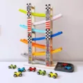 Jeu de rampe de course en bois avec pistes glissantes et mini voitures pour enfants. - Toboggan à voitures 7 niveaux version domestique