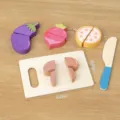 Wooden kitchen cutting toy set pretend play vegetable fruit cooking kids educational game - Eggplant Mushroom