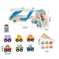 Ensemble de jouets de voiture d'animal magnétique en bois avec camion et cartes pour enfants - Petit Camion d'Association d'Animaux