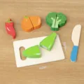 Wooden pretend play kitchen food cutting toy set with vegetables and cutting board kids. - Broccoli Chili