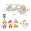 Ensemble de jouets de camion de transport en bois avec blocs de nourriture et cartes. - Petit Camion d'Association de Nourriture