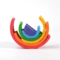 Wooden large rainbow building blocks 12-piece arch bridge toy for early education kids - 6-Piece Medium Rainbow Blocks