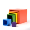 Wooden nesting stacking cubes toy rainbow color educational blocks for kids playing - 6-Color Rainbow Block Set