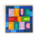 Wooden building blocks set with colorful geometric shapes in wooden storage tray for kids. - 1001 Nights Beech Wood Block Set