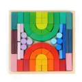 Large wooden rainbow blocks 12-color arch semicircular children educational sorting toy - Roman Building Blocks in Basswood