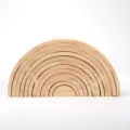 Large wooden rainbow stacking blocks, natural wood color arch bridge montessori toy for kids. - 12-Piece Large Natural Pinewood Rainbow Blocks