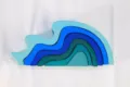 Wooden Wave Stacking Blocks Blue Gradient Arch Wave Toy Variant for Children Early Education - Water Element Waves Blocks