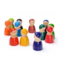 Colorful wooden peg dolls set, Montessori educational rainbow wooden toys for kids playing - 12 Rainbow Peg Dolls