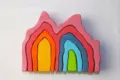 Wooden mountain rainbow nesting blocks set, colorful wooden stacking arch toy for kids. - Coral Element Blocks