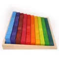 Wooden stair building blocks colorful educational toy for kids learning sensory sorting game - Basswood Stepped Blocks
