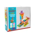 Wooden toy parking garage set with cars and multi-level tracks for kids and toddlers. - Small Parking Center
