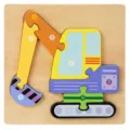 Jouet puzzle pelleteuse en bois pour enfants, blocs de construction éducatifs colorés - Puzzle Excavatrice