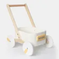 Andador de madera para bebe carrito de empuje juguete educativo temprano con ruedas suaves. - Blanco