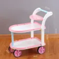 Chariot de dessert jouet en bois rose blanc trotteur poussette cuisine simulation jeu - Chariot vide rose - Pan