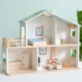 Maison de poupée en bois jouet enfant, villa simulation pastel meubles miniatures vue principale. - Maison de poupée de style nordique - JINY