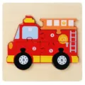 Jouet puzzle en bois camion de pompier pour enfants, bloc éducatif d'apprentissage précoce. - Puzzle Camion de Pompier