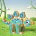 Wooden magnetic 3D dinosaur DIY building blocks toy for creative kids puzzle fun play. - Light Blue