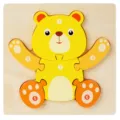 Puzzle en bois d'ours de dessin animé pour enfants, jouet éducatif précoce avec chiffres et blocs. - Puzzle Ours