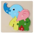 Jouet Puzzle Elephant en Bois, Jouet Educatif Animal Colore pour Enfants et Bebes - Puzzle D'Éléphant