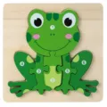 Jouet puzzle grenouille en bois pour enfants, bloc educatif animal dessin anime variante. - Puzzle Grenouille