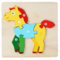 Jouet de puzzle en bois cheval dessin animé pour enfants, blocs d'apprentissage précoce. - Puzzle de Poney