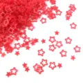 Red hollow star nail art sequins detail shot, resin filling, cute DIY craft accessories. - 15g Bag / Bright Red