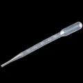 Clear plastic transfer pipette detail view, 3ml graduated dropping tube for laboratory use. - Default
