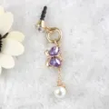 Purple Butterfly Phone Dust Plug 3.5mm Cute Rhinestone Pearl Accessory for Smartphone - Pearl Tassel Butterfly