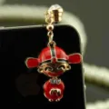 Cute cartoon character phone dust plug charm with rhinestone for 3.5mm headphone jack - Groom Earphone Dust Plug