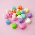 Colorful macaron heart beads bulk, sweet pastel resin love charms for DIY jewelry making crafts. - 16mm (Aperture 5.8mm) / Deep Pink