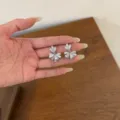 Silver rhinestone flower earrings elegant fashion cluster stud earrings for women daily wear - Silver Flower Stud Style (EH3244)
