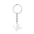 Stainless steel geometric bee keychain metal backpack pendant fashion bag accessory gift - Hollow Geometric Bee / Silver