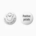 Stainless steel positive potato pocket coin detail view, engraved motivational round token. - German Potato Design 5