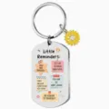 Stainless steel motivational reminder keychain featuring sunflower pendant and engraved notes. - Little Reminders 001 / Single OPP Bag Packaging