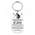 Stainless steel couple keychain with romantic engraved Spanish text, perfect anniversary gift. - OPP Bag Packaging / Steel