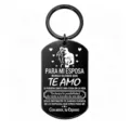Stainless steel couple keychain with Spanish love quote romantic gift for wife. - OPP Bag Packaging / Black