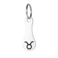 Stainless steel Taurus zodiac sign shopping cart token keychain pendant detail view. - Taurus Token