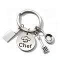 Mini llavero de metal de cocina de chef con dijes de herramientas de cocina lindos. - Estilo Temático de Chef (6296508451262) / Plateado
