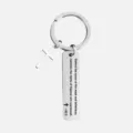 Stainless steel cross keychain with engraved bible verse rectangular tag pendant for daily use. - Scripture 82:3 / Ziplock Bag Packaging