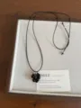 Korean style natural stone grape beaded necklace, adjustable black cord sweater chain jewelry. - Black Glass Bead Grape Cluster Style (XL5659B)