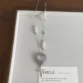 Silver heart watch necklace with pearls and cross pendant, trendy fashion sweater chain for women. - Beaded Cross Clock Style (XL5346A)
