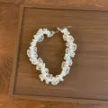 Détail de collier ras du cou en dentelle française et perles, design élégant pour femmes. - Collier Perles Dentelle / 46+7cm / Collier de Perles (XL3786A)