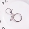 Porte-clés en métal argenté mousqueton anneau accessoires pour bijoux DIY pièces de quincaillerie - Ensemble de Trois Pièces Chaîne 4 Maillons / Argent