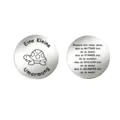 Stainless steel inspirational coin with cute turtle engraving and German motivational text. - Turtle German Coin