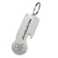 Stainless steel multi-functional keychain detail view showing laser engraved text and ruler. - Angel Blessing Text Style (004)