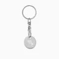Scorpio constellation metal shopping coin token keychain detail closeup view stainless steel accessory. - Scorpio