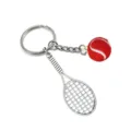 Tennis Schluesselanhaenger Metall Sportanhaenger Roter Ball Schluesselring Geschenk - Tennisrot