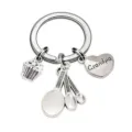 Zinc alloy keychain with heart cupcake and spoon charms, perfect gift for grandpa and parents. - Grandpa Style